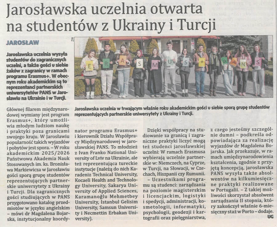 Jarosławska uczelnia otwarta na studentów z Ukrainy i Turcji