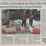 Do 20.04.2026 r. trwa akcja na rzecz Schroniska dla Bezdomnych Zwierząt z Orzechowiec